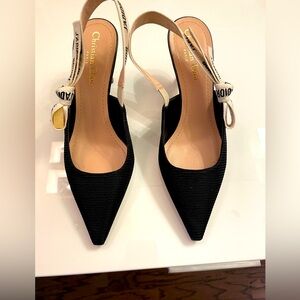 Christian Dior black j’adior slingback logo heels size 37 worn twice (authentic)